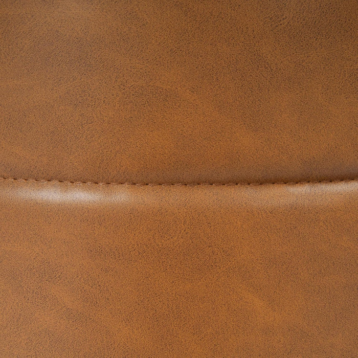 Upholstered Faux Leather round Ottoman (No Lid, Seat Only) |  Home Décor | Foot Rest Pouf – Camel Brown