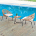 Patio Furniture Set, 3 Piece Outdoor Bistro Chair Conversation Sets Woven Rope with Wood Coffee Table for Yard Backyard Lawn Garden Porch Backyard Deck Poolside Balcony