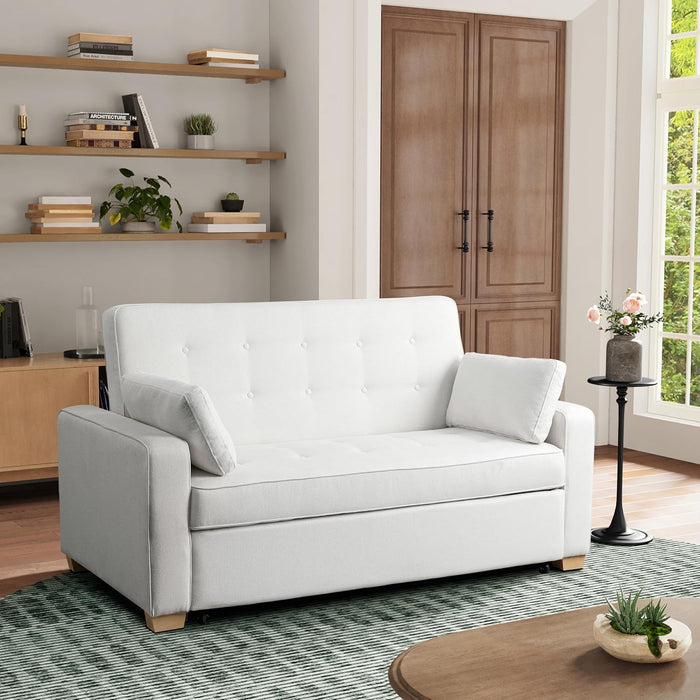 Queen Size Convertible Sleeper Sofa Oyster Upholstery