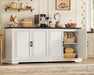 63'' Buffet Cabinet with Storage & 2 Adjustable Shelves, Modern Sideboard Cabinet with 4 Doors, Coffee Bar Cabinet, White