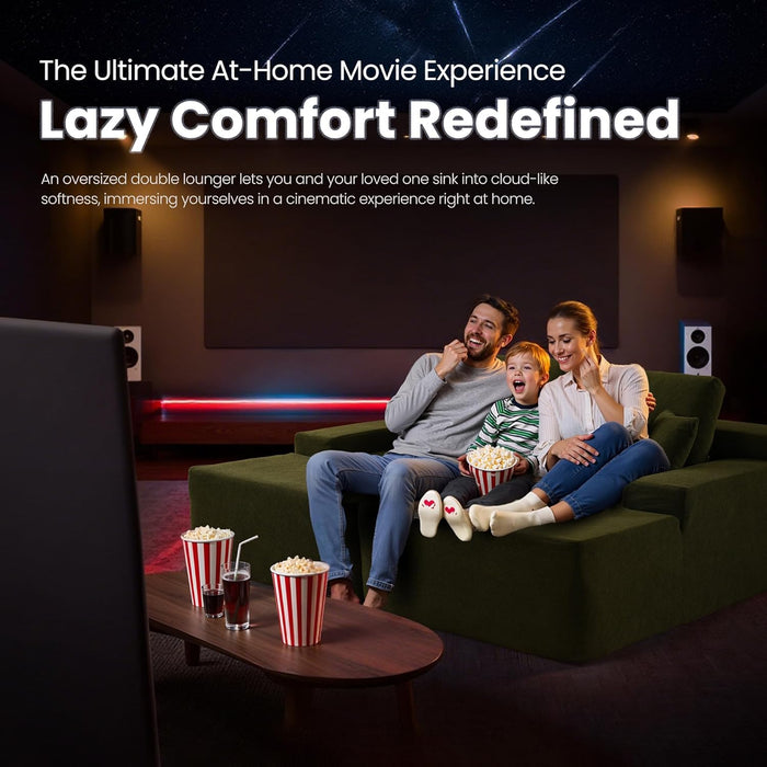 Green Cloudlike Velvet Oversized Double Chaise Lounge