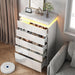 6 Drawer Dresser for Bedroom with LED Lights, White Modern High Gloss Chest of Drawers for Closet, Tall Drawer with Adjustable LED Light, for Living Room, Entryway, Dressing Room
