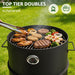 Charcoal Smoker Grill, 20.9" Barrel Charcoal BBQ Smoker, Coated Steel Outdoor Barbecue Grill with 2 Grilling Grates, 1 Hanging Rod, 6 Hooks & Thermometer for Party Backyard Patio Cooking