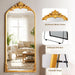 71"X32" Vintage Gold Arched Full Length Mirror with Carved