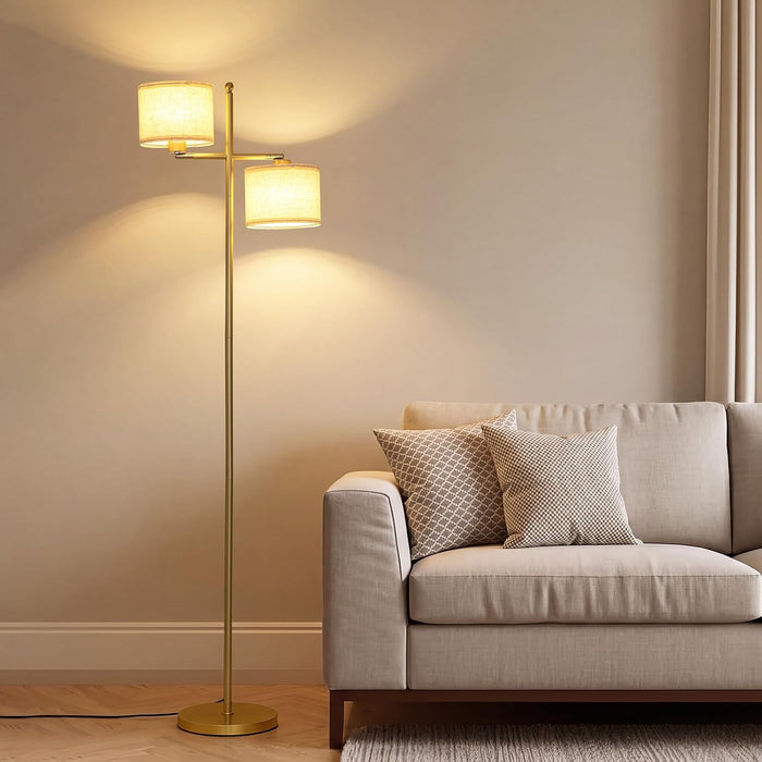 67" Unique Floor Lamp with Rotatable Linen Shade and Led Bulb