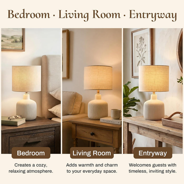 Ceramic Table Lamp, Off-White, 17.75"
