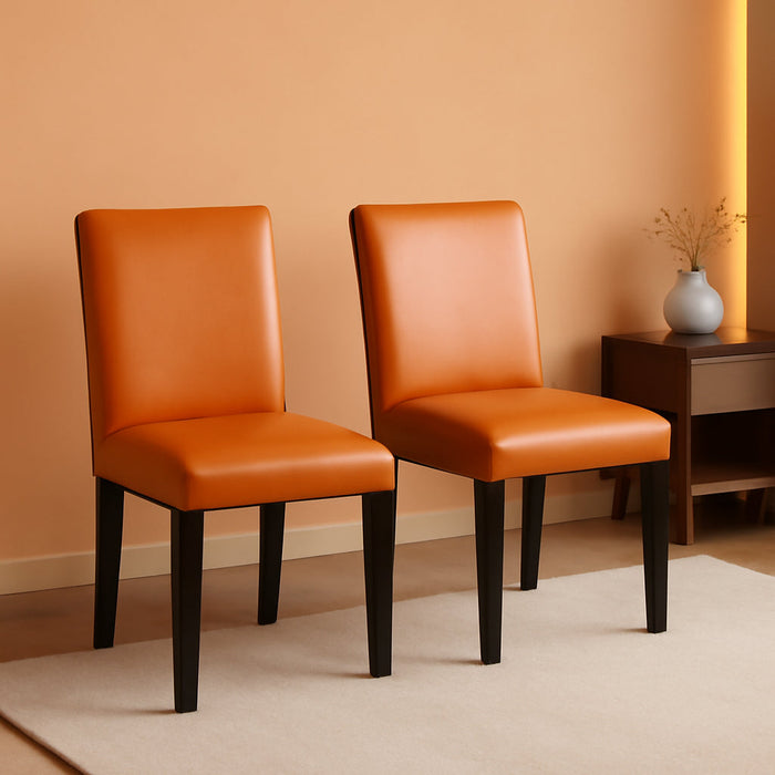 Abbott Parson Dining Chairs - Baked Bean Faux Leather Upholstered Chairs, Set of 2, Black