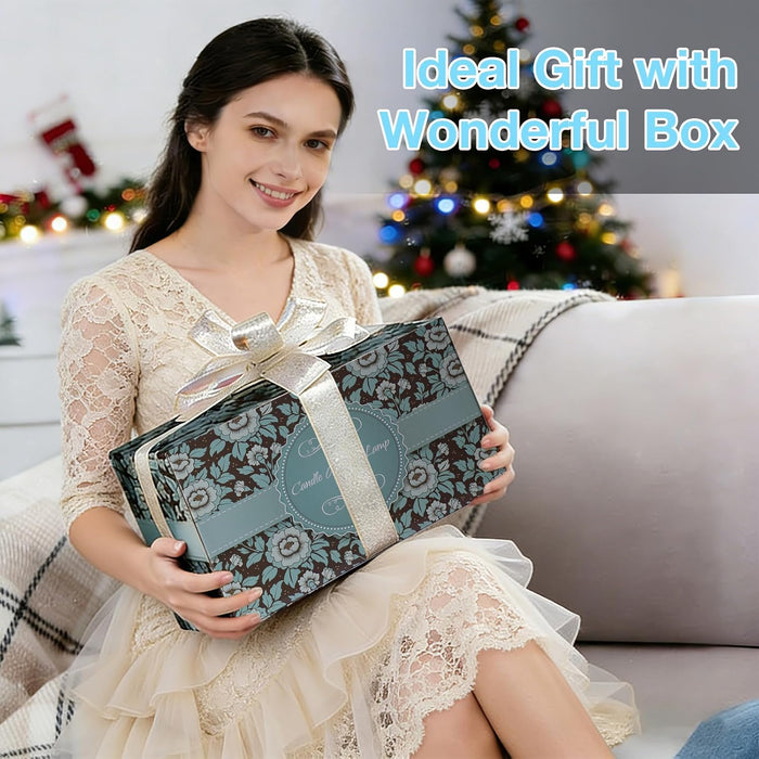 50W Candle Warmer Lamp with Timer & Dimmer - Electric Wax Melt Warmer, Adjustable Height, Wood Base, 2 Bulbs, Gift Packaging for Christmas, Birthday, Home Decor, Mother'S Day, Bedroom(Green)