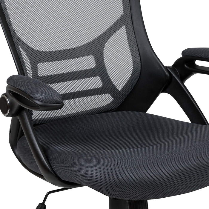 Porter High-Back Swivel Office Chair with Adjustable Lumbar Support and Seat Height, Ergonomic Mesh Desk Chair with Flip-Up Armrests, Black