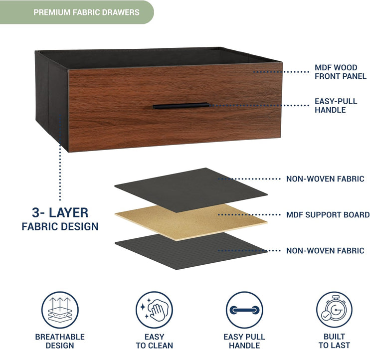 6-Drawer Dresser W/Fabric Drawers, Modern,Storage Chest,Walnut