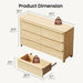 6 Drawer Dresser for Bedroom, 57" Wide Chest of Drawers, Natural