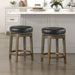 Kenmare Swivel Bar Stools Set of 2, Rustic 360 Degree Backless Swivel Counter Stools, Faux Leather Upholstered, Solid Wood Frame, Easy Assembly, round Bar Stools Swivel, Foot Rest, 25" Black