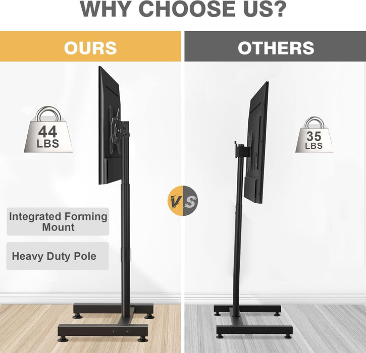 TV Floor Stand for 13-50 Inch LCD LED Flat/Curved Panel Screen Tvs up to 44 Lbs, Height Adjustable TV Stand Mount with VESA 200X200, Portable TV Stand for Bedroom, Dorm Room, Office