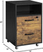 Black Rolling File Cabinet, 2 Drawers, Lock