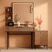 Large Vanity Desk with 3 Color Touch Screen Dimming Mirror, Vanity Desk with Charging Station, Modern Retractable Makeup Dressing Table, Makeup Table with Storage Shelves and 5 Sliding Drawers