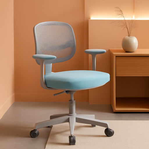 Kids Desk Chair, Ergonomic Kids Swivel Study Chair with Lumbar Support, Breathable Mesh & Auto-Lock Wheels, Height Adjustable Kids Computer Chair for Boys & Girls (Blue)