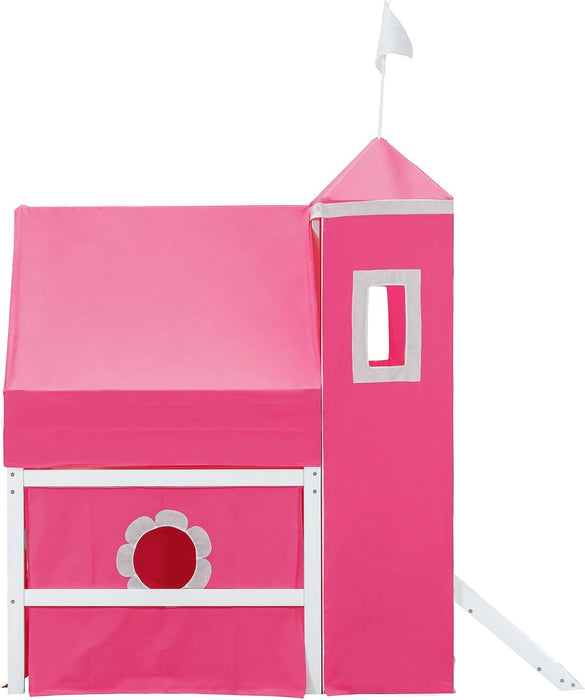 Pink CastleStyled Loft Bed With Slide PlayhouseTower