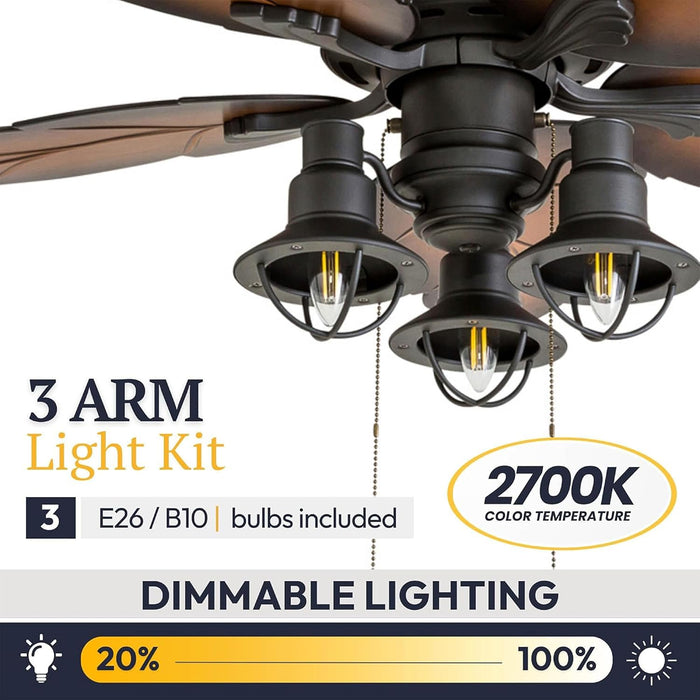 Tropical Bronze 52 Inch Ceiling Fan With Remote
