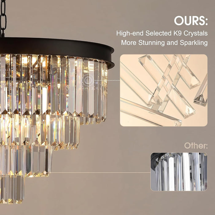 Black Crystal Chandelier FourTier Hanging Ceiling Lamp