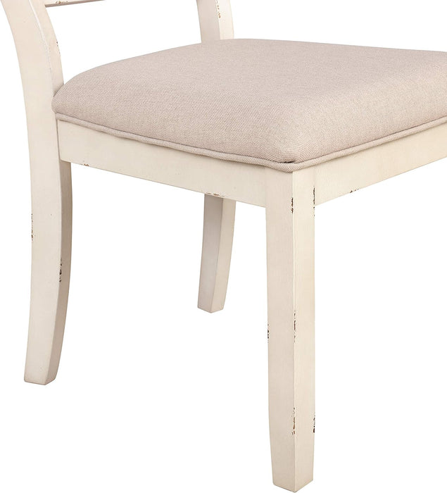 Prato Wood Cross Back Upholstered Dining Chairs, Set of 2, Antique White and Tan