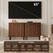 Fluted Sideboard Buffet Cabinet with Storage, 31'' Solid Wood Leg Walnut Wood Buffet with Adjustable Shelves, 210° Wide-Open Door, Rounded Credenza for Kitchen Living Room Entryway
