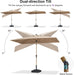 6.5' X 10' Patio Umbrella Outdoor Table Umbrella Aluminum Market Umbrella with Push Button Tilt & 8 Sturdy Ribs and Crank Rectangular Sun Umbrella for Pool Backyard Beach, Taupe