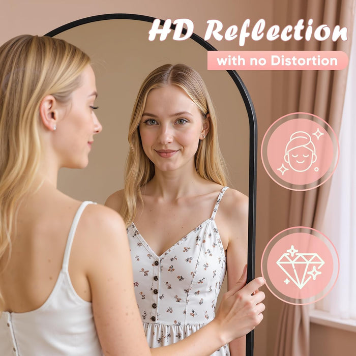 Full Length Mirror, 71" X 32" Arched Full Body Mirror Large Standing Floor Mirrors, Mirrors for Bedroom, Bathroom, Living Room Standing or Wall Leaning, Black