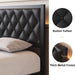 Queen Bed Frame with Headboard PU Leather Upholstered Bed Frame Platform,All Metal Slats Support Platform Bed Frame with Storage Space,Easy Assembly,Noise Free,No Box Spring Needed,Black