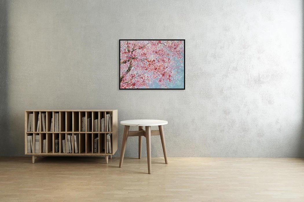Plum Blossom Hand Painted Canvas Wall Art with Floating Frame