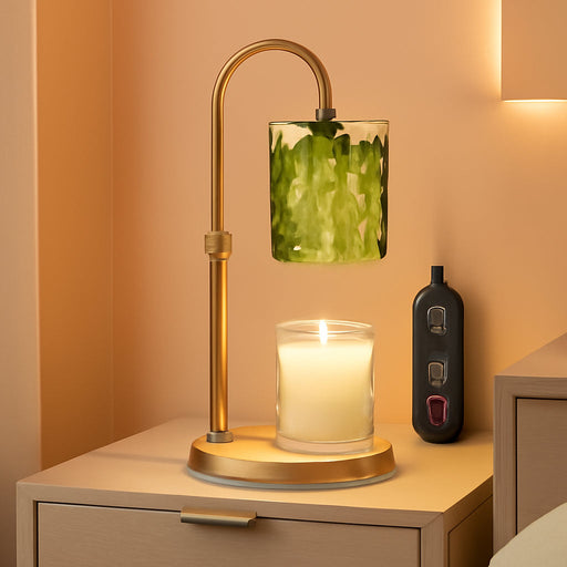 Candle Warmer Lamp with Timer and Dimmable, Electric Wax Melt Warmers Height Adjustable with 2 Bulbs, Christmas Gifts for Women Mom House Warming, Modern Home Decor for Scented Jar Candles Green