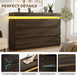6 Drawer Dresser with LED Lights and Charging Station, Modern Brown Dresser