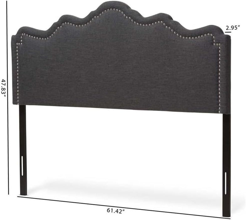 Coastal Cool Modern and Contemporary Fabric Headboard Queen/Dark Gray