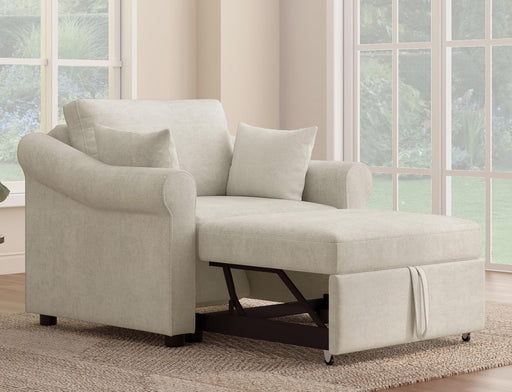 Chenille Convertible Sleeper Chair With Backrest Beige
