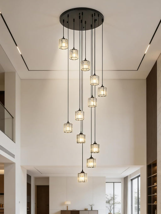 Matte Black Crystal Pendant Chandelier Lighting Fixture