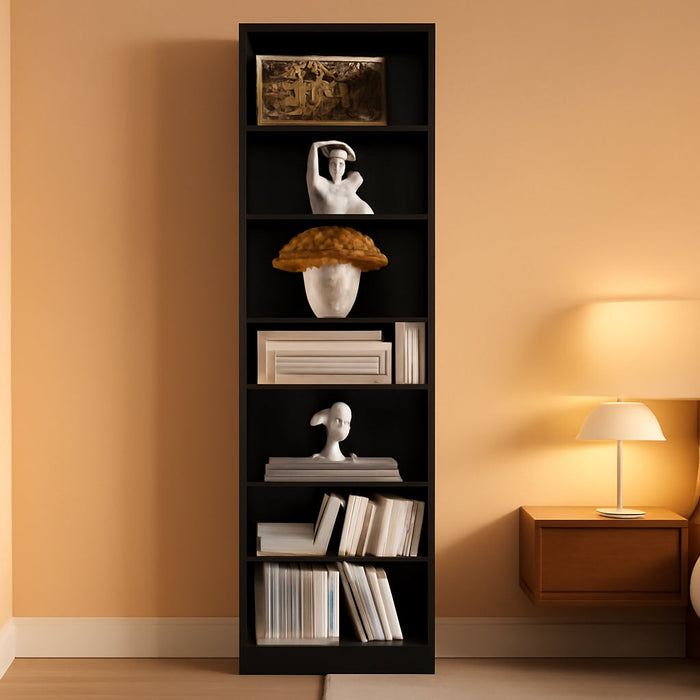 8-Tier Media Tower Rack, 11.6 X 9.3 X 70.9 Inches CD DVD Slim Storage Cabinet with Adjustable Shelves, Tall Narrow Bookcase Display Bookshelf for Home Office, Black