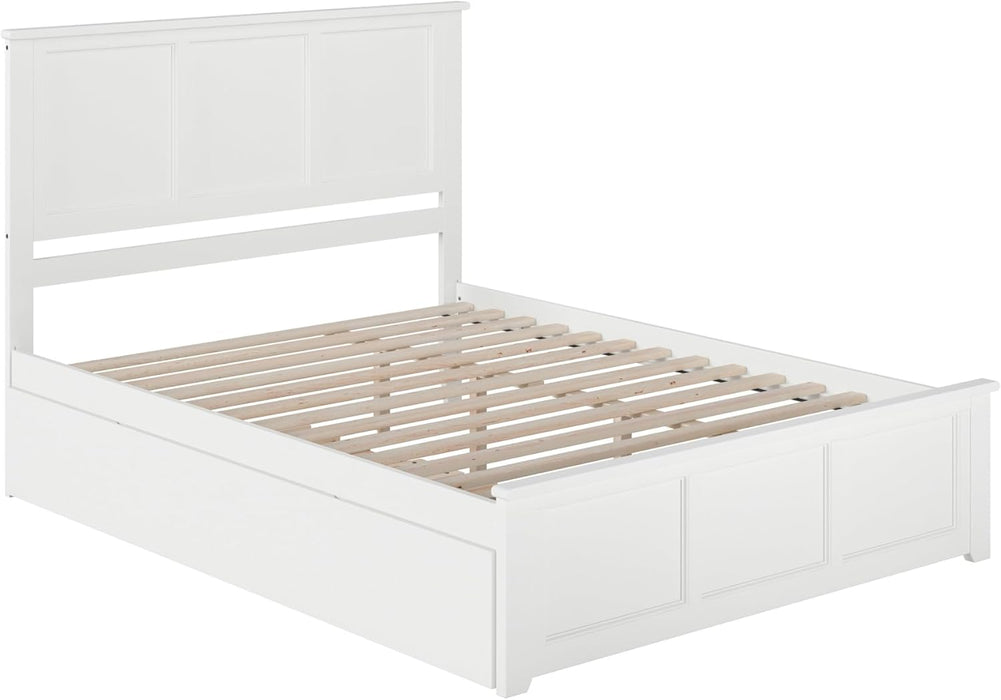, Madison Queen Platform Bed with Matching Footboard & Twin XL Trundle, White