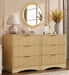 Bedroom Dresser, 47.2" Fluted Wood Dressers, 6 Drawer Dresser