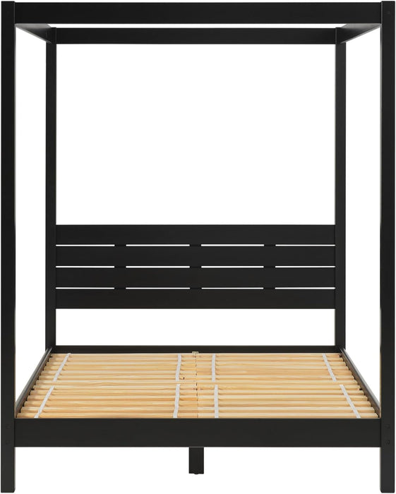 Isla Slatted Headboard Canopy Bedframe, Queen, Black