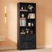 Industrial Bookshelf and Bookcases with Doors Modern Bookshelf Cabinet Tall Bookshelf Storage for Home Office, Bedroom (Black)