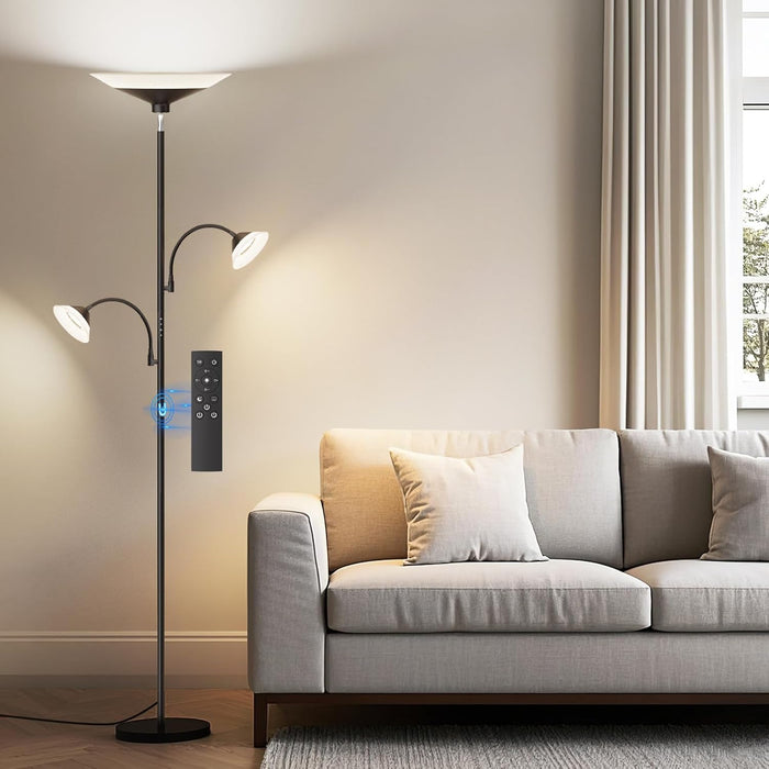 42W 3-Light Torchiere Floor Lamp, LED Tree Standing Lamp