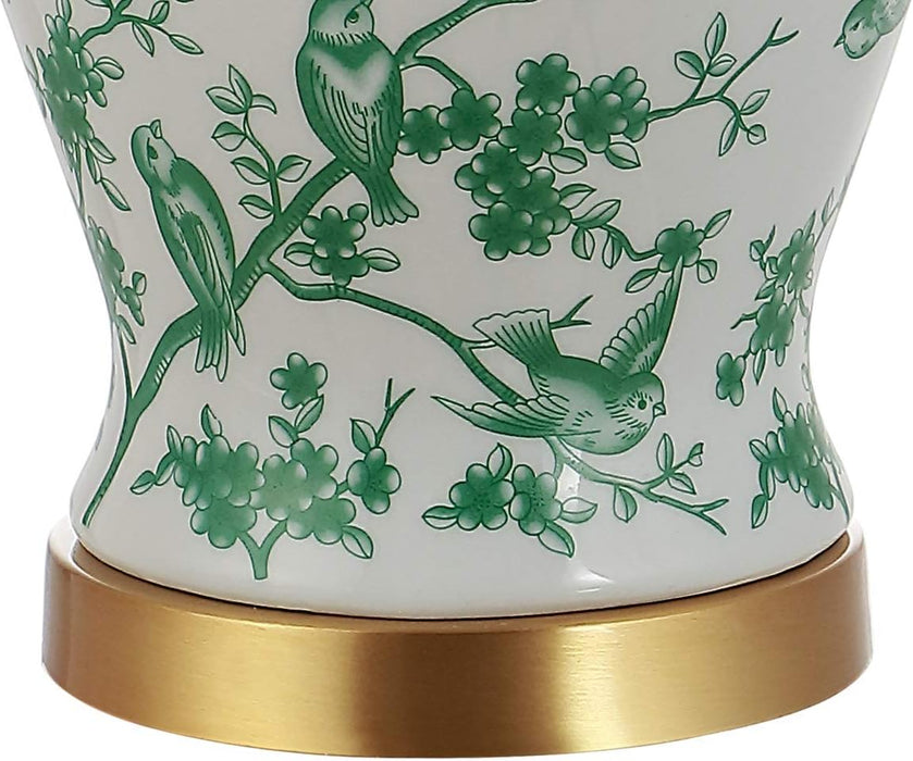 Penelope Ginger Jar 22" LED Table Lamp, White/Green