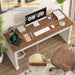 Farmhouse 59" Executive Computer Desk, Simple and Spacious Workstation for Remote Work & Study, Home Office, Unique White