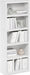 Rail 5-Tier Open Shelf Bookcase with Classic Style Edges, White