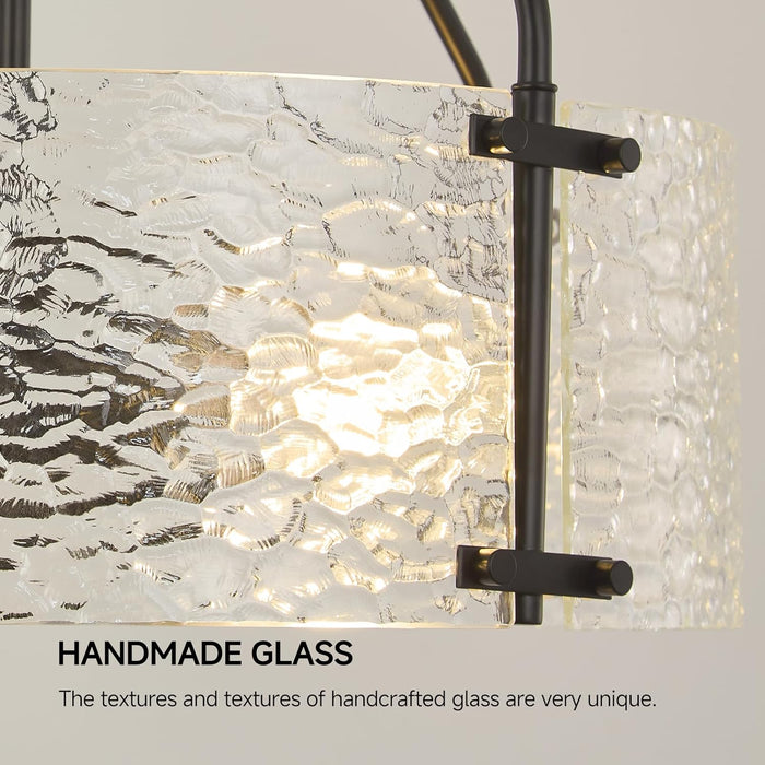Matte Black Drum Crystal Chandelier Contemporary 17.7