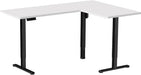 Corner Standing Desk, 63 X 55 Inch Reversible L-Shaped Workstation, Electric Height Adjustment, Home, Office, and Reception Rooms, White Table Top Black Frame, DESK-E3CTBW