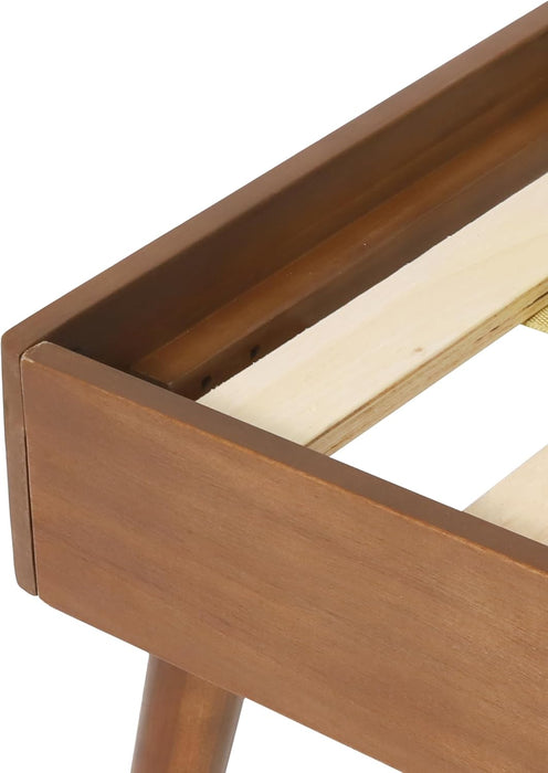 Mid Century Natural Acacia Wood Bed,Medium Brown,Cal King