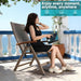 Adjustable Folding Chair, Indoor & Outdoor Balcony, Patio Porch, Garden Lawn, Pool, for Comfortable Foldable Chairs, Portable Cozy Recliner, Metal Frame with Teak Armrest, Durable