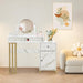 Light Luxury Dressing Table with Storage Cabinet, Modern Vanity Desk with Drawer, Home Makeup Station for Bedroom, Metal Dresser with Adjustable Mirror 3388 (White)