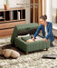 Green Corduroy Storage Ottoman, 25" Large Living Room Ottoman, Tool-Free Setup Ottomans with Storage, Solid Wood Coffee Table, Comfy Bench for Bedroom, Ottomans for Living Room Home Office