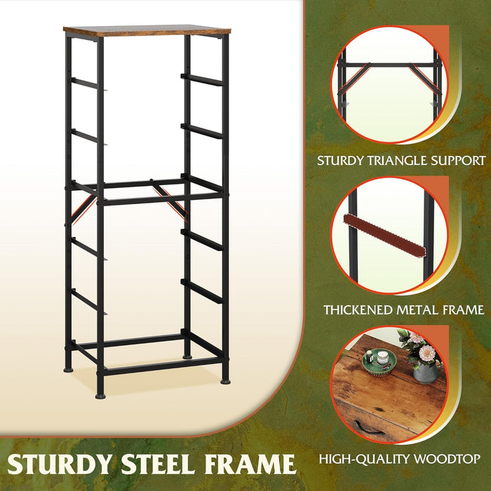 Tall Dresser for Bedroom, 6 Drawer Dressers & Chests of Drawers, Fabric Dresser for Closet, Night Stand with Metal Frame, Storage Tower with Fabric Bins, Wood Top, Rustic Brown Wood Grain Print